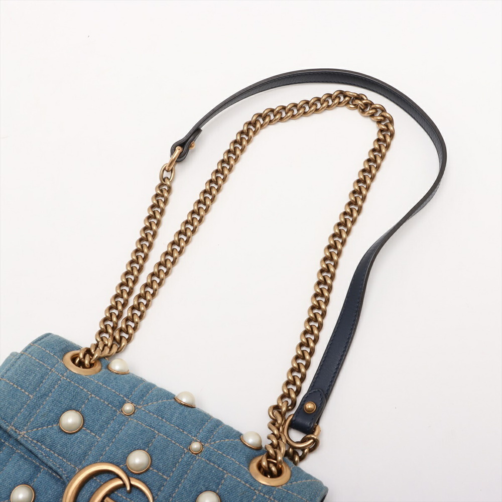 Gucci GG Marmont denim chain shoulder bag blue - Picture 5 of 8